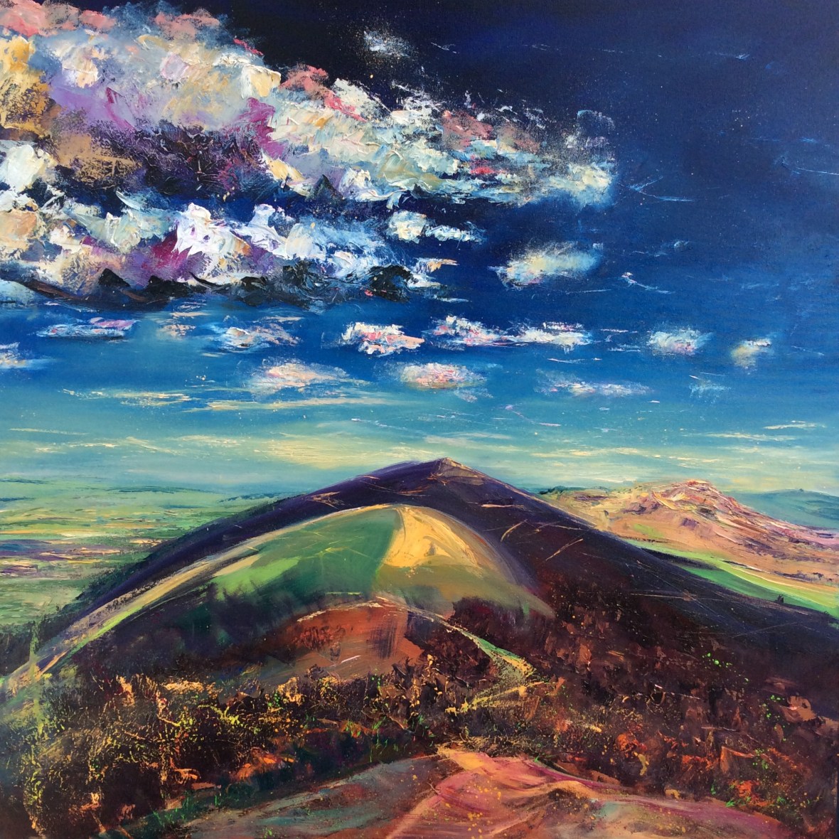 Indian summer Malvern hills oil painting by Anna Cumming