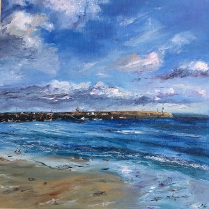St Ives Harbour oil painting by a Anna Cumming