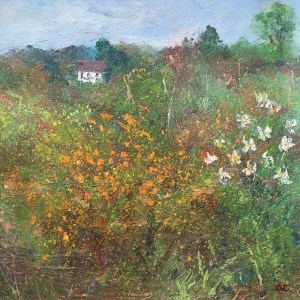 Allotments oil painting by Anna Cumming