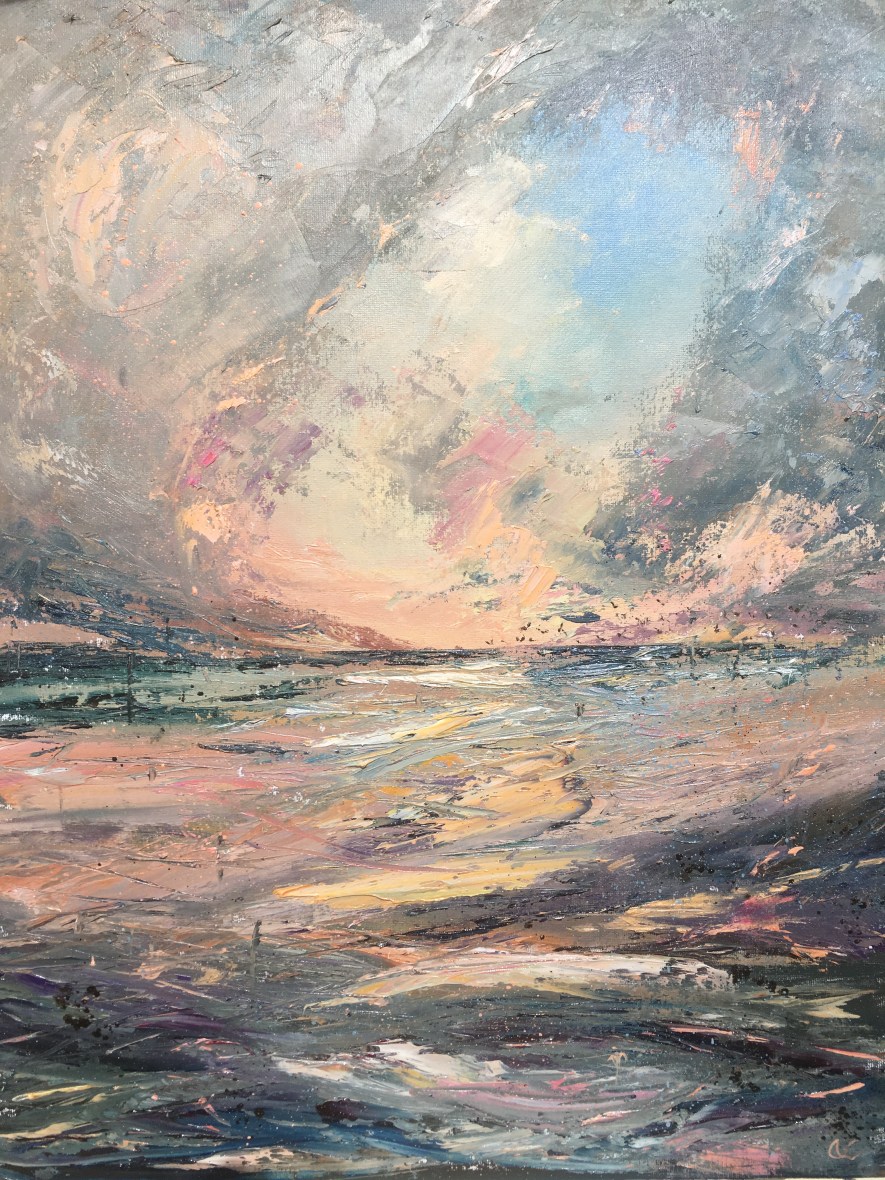 Storms end romantic seascape by contemporary artist Anna Cumming