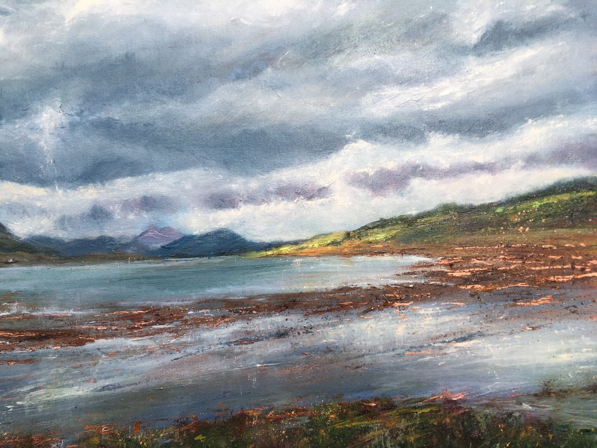 View from Dana, Mull of Kintyre oil painting by contemporary artist Anna Cummimg