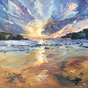 Springtime spring tide, romantic seascape oil painting by Anna Cumming