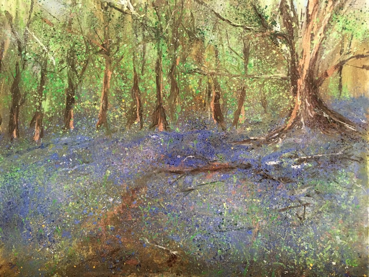 Bluebell woods, Malvern hills, oil painting by Anna Cummimg
