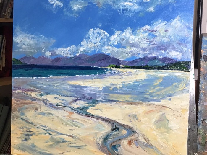 Luskentyre, Harris, oil painting by Anna Cumming