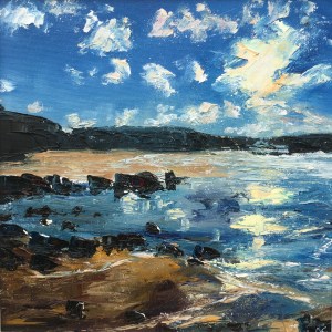 Winter sun, The Havens Pembrokeshire, oil painting by Anna Cumming