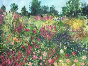 In the pink, Picton Garden, Colwall. Oil painting by Anna Cumming