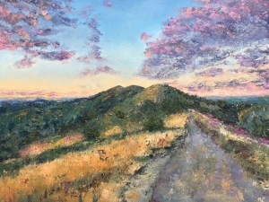 Malvern hills golden time, oil painting by Anna Cumming