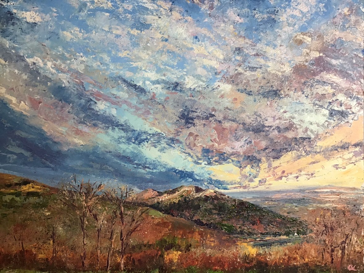 Autumn colours, Malverns, oil painting by Anna Cumming
