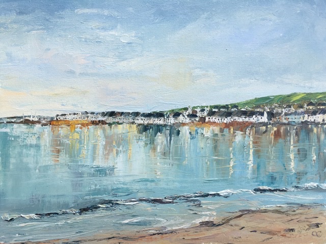 Winter solstice Portmahomack, oil painting by Anna Cumming
