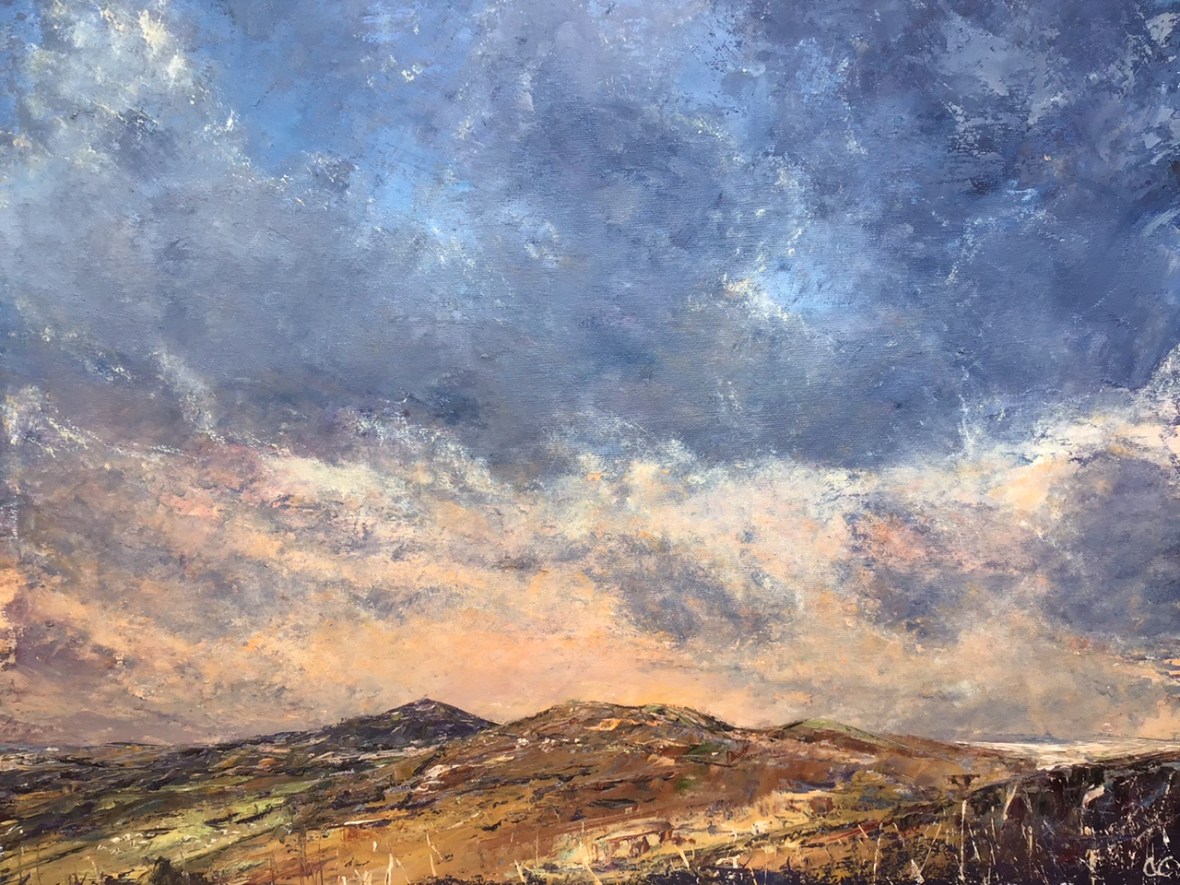 Early winter sunset at British Camp, oil painting by Anna Cumming